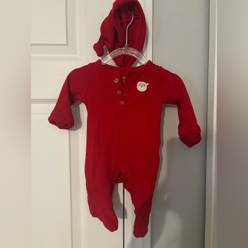 Carters newborn Santa red sleeper footie